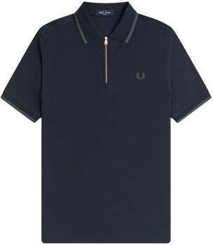 Polokošele s krátkym rukávom Fred Perry  Crepe Pique Zip Neck Polo Shirt Navy