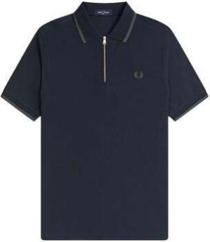 Polokošele s krátkym rukávom Fred Perry  Crepe Pique Zip Neck Polo Shirt Navy