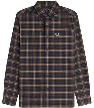 Košele s dlhým rukávom Fred Perry  Brushed Twill Tartan Shirt Burnt Tobacco