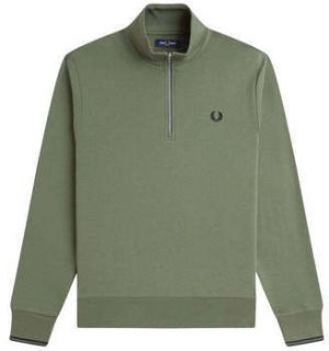 Mikiny Fred Perry  Half Zip Sweatshirt Laurel Wreath Green/Black