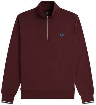 Mikiny Fred Perry  Half Zip Sweatshirt Oxblood/Ecru/Court Blue