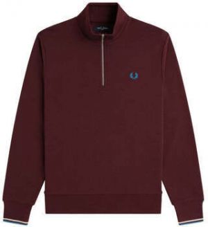 Mikiny Fred Perry  Half Zip Sweatshirt Oxblood/Ecru/Court Blue