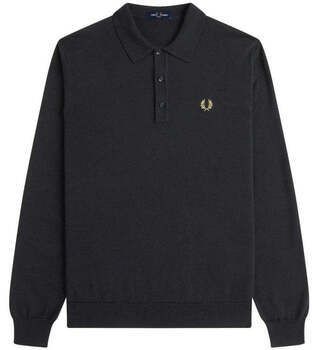 Polokošele s dlhým rukávom Fred Perry  Classic Knitted Long Sleeve Polo Shirt Black