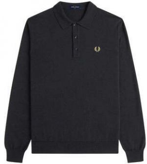 Polokošele s dlhým rukávom Fred Perry  Classic Knitted Long Sleeve Polo Shirt Black