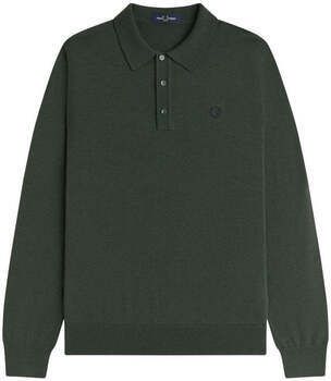 Polokošele s dlhým rukávom Fred Perry  Classic Knitted Long Sleeve Polo Shirt Court Green