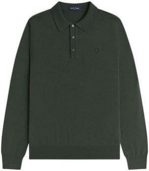 Polokošele s dlhým rukávom Fred Perry  Classic Knitted Long Sleeve Polo Shirt Court Green