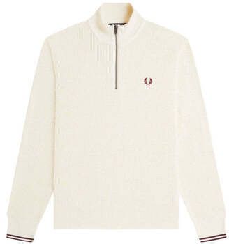 Mikiny Fred Perry  Waffle Stitch Half Zip Jumper Sweat Ecru