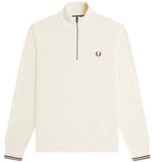 Mikiny Fred Perry  Waffle Stitch Half Zip Jumper Sweat Ecru