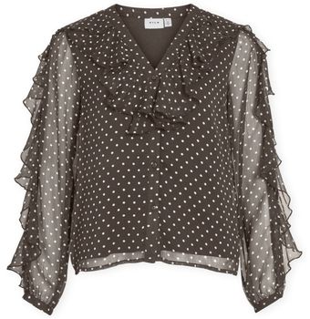 Blúzka Vila  Top Harley - Chocolate Brown/White