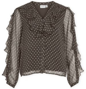 Blúzka Vila  Top Harley - Chocolate Brown/White