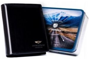 Peňaženky Peterson  Portfel Skórzany Ptn 22309-vt Czarny