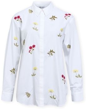 Košele s dlhým rukávom Object  Jelena Shirt - White Embroidery