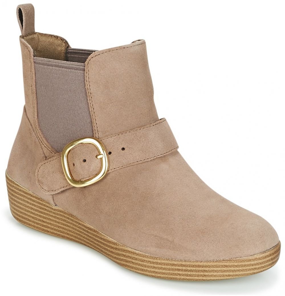 Dámska obuv - Dámske čižmy a gumáky - Béžová - Polokozačky FitFlop  BOOT Polokozačky FitFlop  BOOT