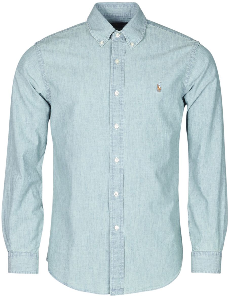 Košele s dlhým rukávom Polo Ralph Lauren  CHEMISE AJUSTEE EN CHAMBRAY DENIM COL BOUTONNE  LOGO PONY PLAYER