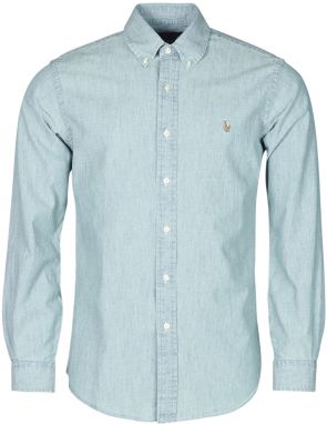 Košele s dlhým rukávom Polo Ralph Lauren  CHEMISE AJUSTEE EN CHAMBRAY DENIM COL BOUTONNE  LOGO PONY PLAYER