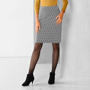 Blancheporte Rovná sukňa s grafickým vzorom černá/bílá 34/36