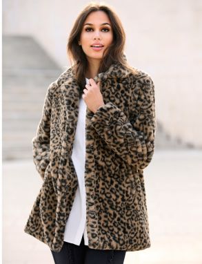 VENCA Kabát s potlačou zvieracej srsti leopardí S