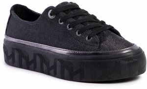 sneakersy tommy hilfiger elastic retro runner fw0fw03336 black 990