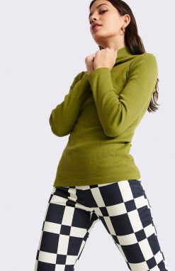 Thinking MU Green Rib Aine L/S Top PARROT GREEN