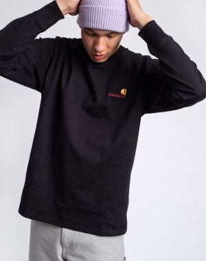 Carhartt WIP L/S American Script T-Shirt Black
