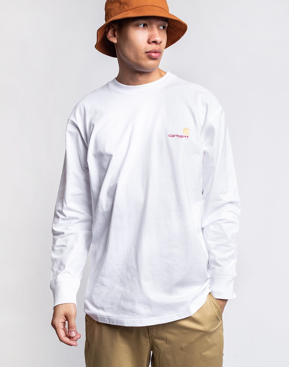 Carhartt WIP L/S American Script T-Shirt White