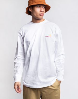 Carhartt WIP L/S American Script T-Shirt White