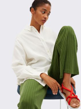 Thinking MU White Hemp Gia Oversize Blouse SNOW WHITE
