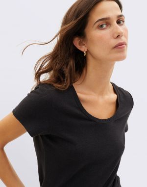 Thinking MU Black Hemp Regina T-Shirt BLACK
