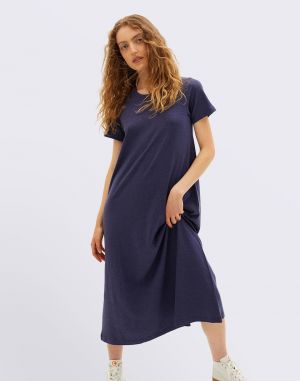Thinking MU Navy Hemp Oueme Dress NAVY