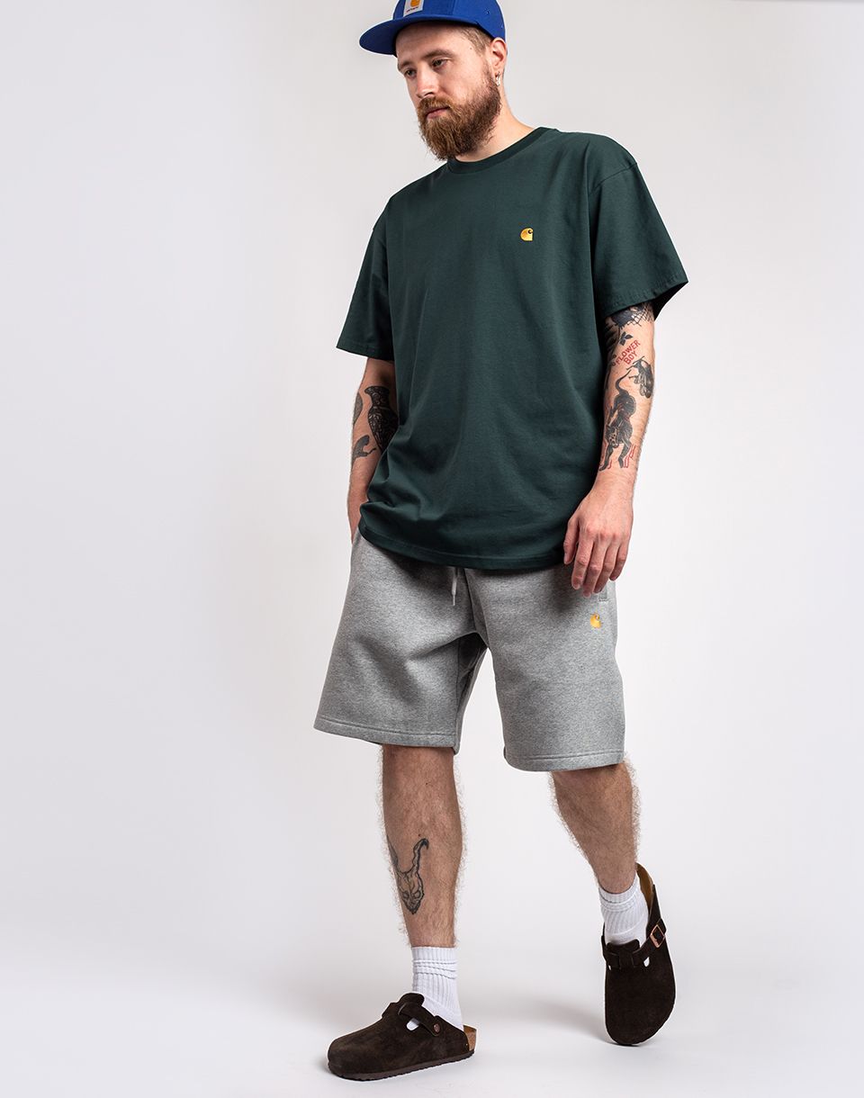 Carhartt WIP Chase Sweat Short Grey Heather / Gold