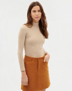 Thinking MU Taupe Trash Ellen L/S Top TAUPE