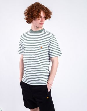 Carhartt WIP S/S Seidler Pocket T-Shirt Seidler Stripe, Park