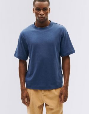 Thinking MU Dark Heritage Hemp Roy T-Shirt BLUE