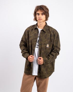 Carhartt WIP L/S Duck Shirt Camo Duck, Green / Office Green