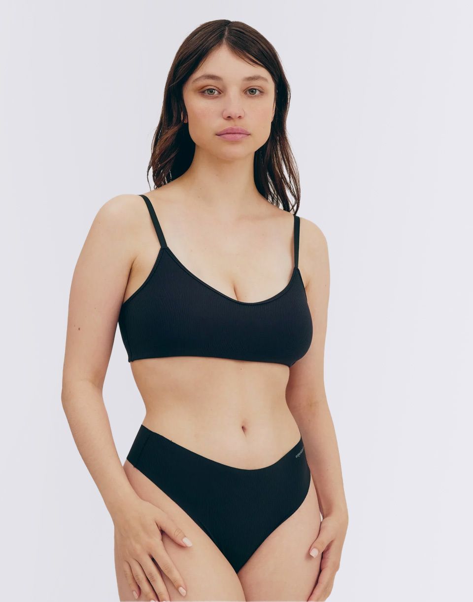 Organic Basics Naked Rib Thong Black
