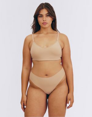 Organic Basics Naked Rib Thong Hazelnut