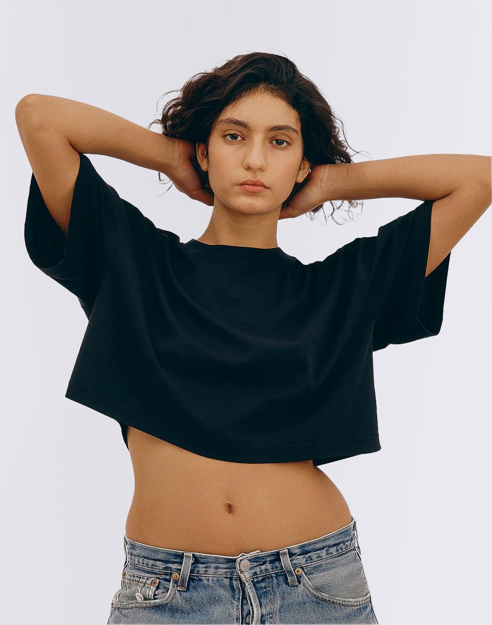 Organic Basics True Boxy Crop Tee Black