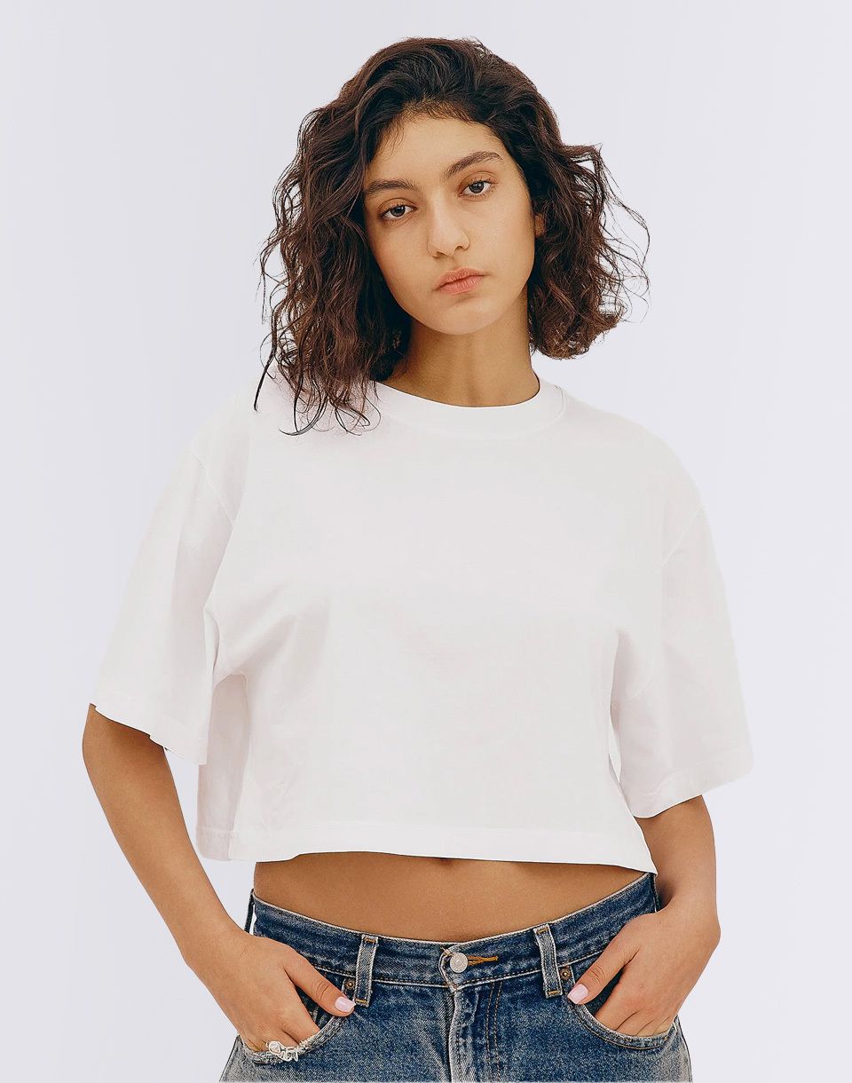 Organic Basics True Boxy Crop Tee White
