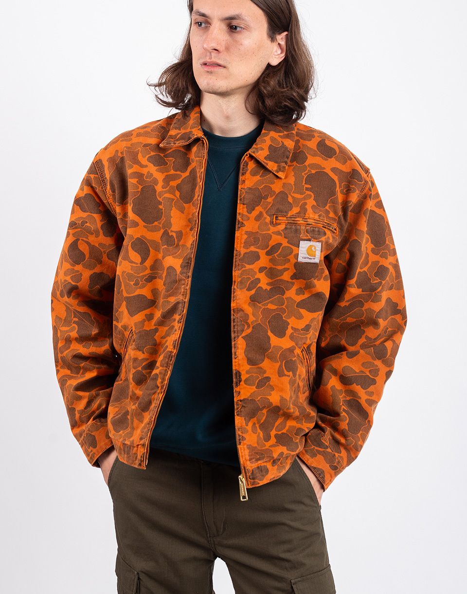 Carhartt WIP Duck Detroit Jacket Camo Duck, Green/Turmeric garment dyed