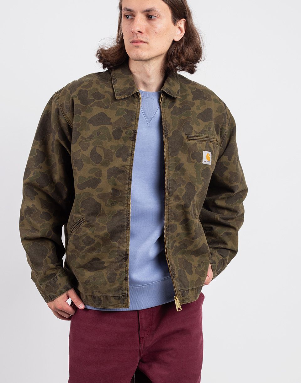 Carhartt WIP Duck Detroit Jacket Camo Duck, Green/Office Gree garment dyed