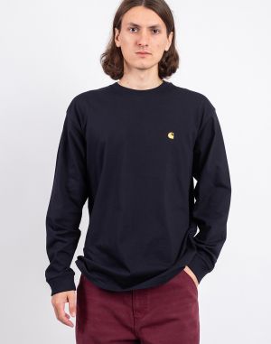 Carhartt WIP L/S Chase T-Shirt Dark Navy/Gold