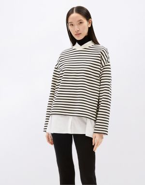 Armedangels Frankaa Maarlen Stripe 1716 undyed-black