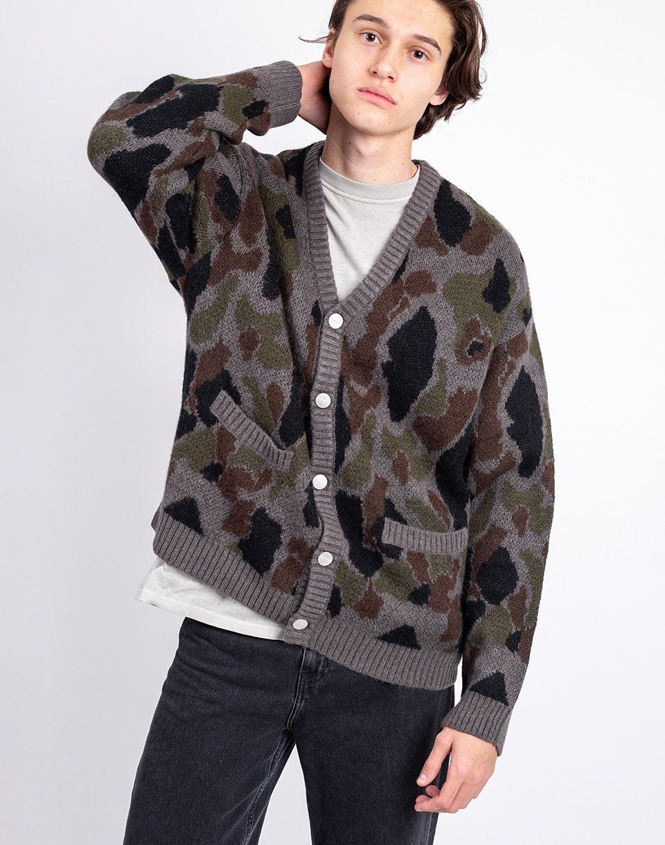 Carhartt WIP Merton Cardigan Camo Duck Jacquard, Grey