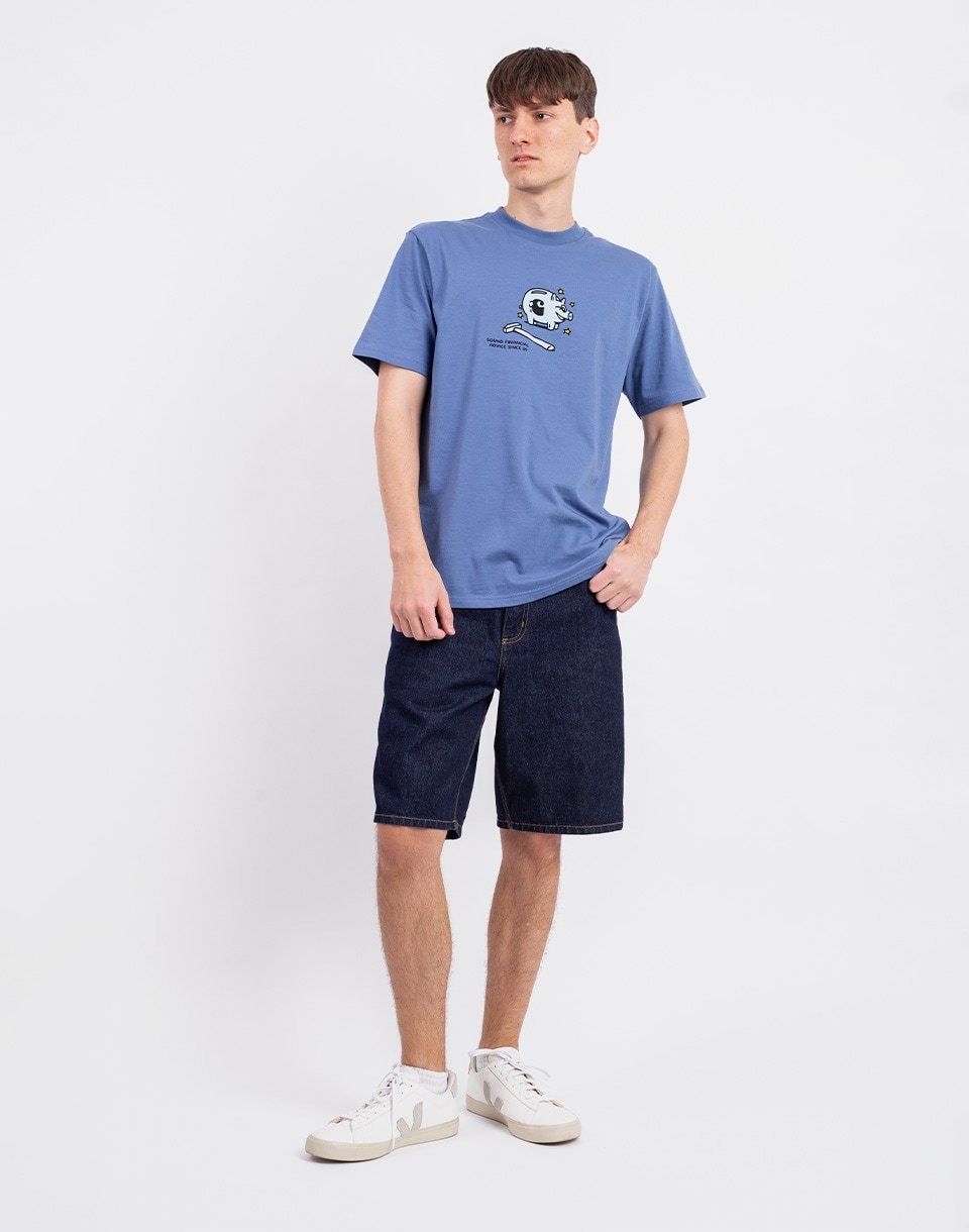 Carhartt WIP Single Knee Short Blue rinsed no length