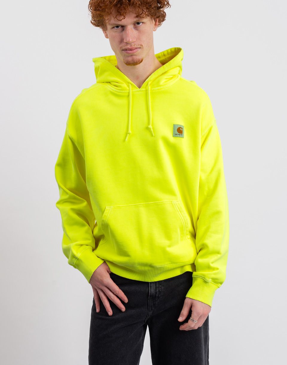 Carhartt WIP Hooded Industry Sweat Lumo Yellow garment dyed