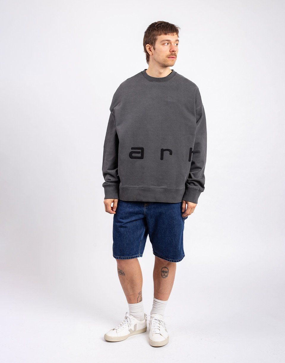 Carhartt WIP Felt Script Sweat Black/Black garment dyed
