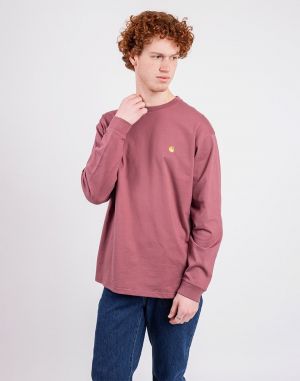 Carhartt WIP L/S Chase T-Shirt Dusky Pink/Gold