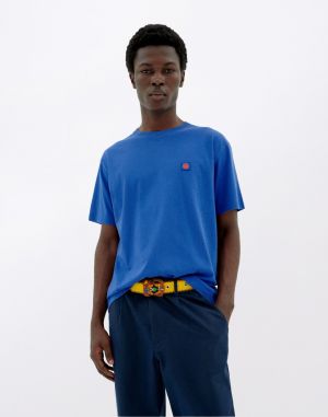 Thinking MU Blue T-Shirt Sun Brown Back INDIGO