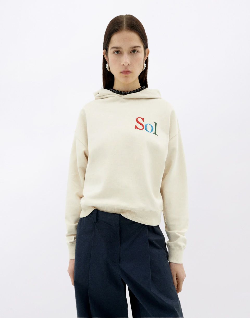 Thinking MU White Hooded Sweatshirt Sun Type Valeria WHITE