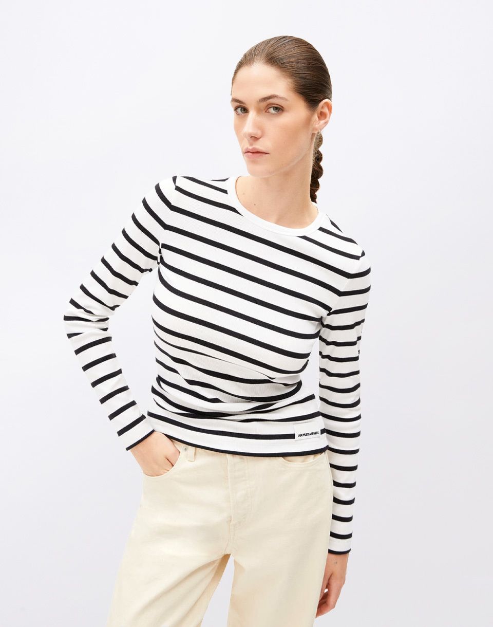 Armedangels Maywaa Stripes 307 white-black